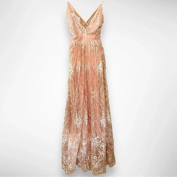 luxxel gold dress Tropical Leaves Scrunch Maxi Dress Blue / M main image 0